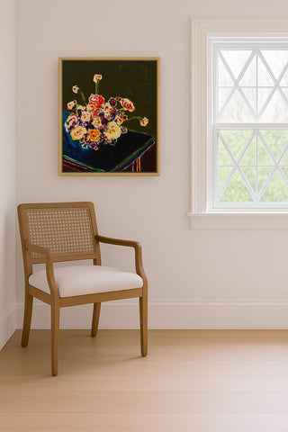 FLOWERS WITH GREEN BACKGROUND - Museum Quality Art