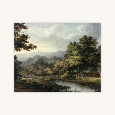 FOREST GLADE WITH POOL AND DEER — Primary Image
