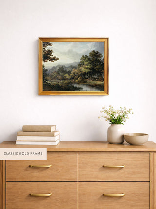 Forest Glade with Pool and Deer