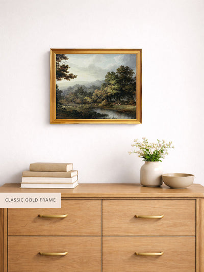 Forest Glade with Pool and Deer