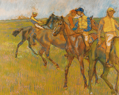 FOUR JOCKEYS ON HORSEBACK