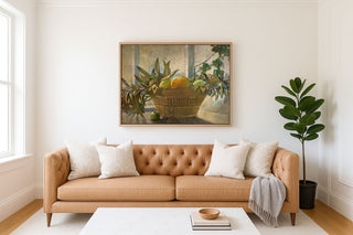 FRUIT AND LEAVES IN A BASKET - Museum Quality Art