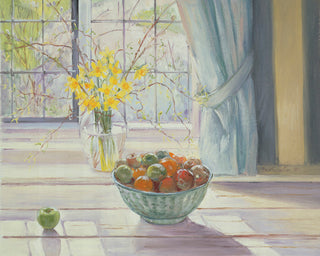 FRUIT BOWL WITH SPRING FLOWERS - Museum Quality Art