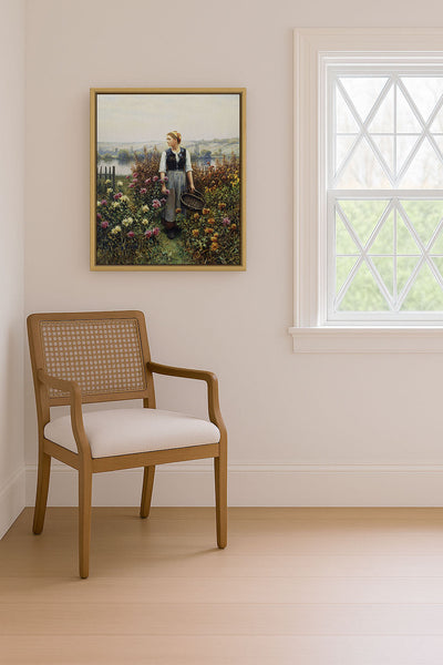 Girl With a Basket in a Garden