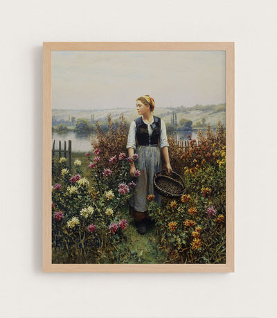 Girl With a Basket in a Garden