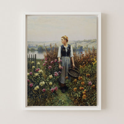 Girl With a Basket in a Garden