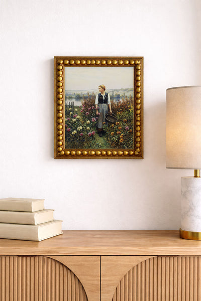 Girl With a Basket in a Garden