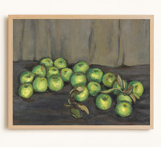 Green Apples with Gray Curtain