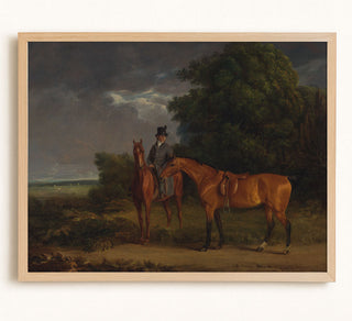 GROOM AND TWO HORSES - Museum Quality Art