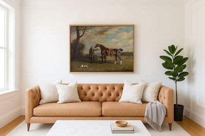 GROOM WITH BAY HUNTER - Museum Quality Art