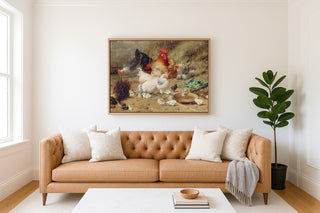 Hens Roosting with Their Chickens