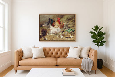 Hens Roosting with Their Chickens