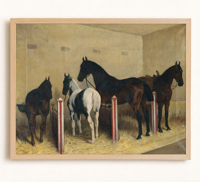 HORSES IN STABLE - Museum Quality Art