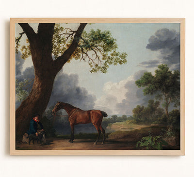HUNTER WITH GROOM AND DOG - Museum Quality Art