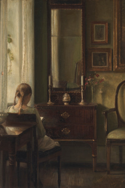 INTERIOR WITH A GIRL READING Kunst art print - Museum Quality Art