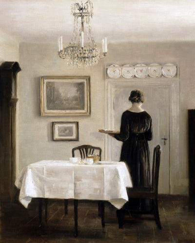 Interior with Lady Carrying Tray