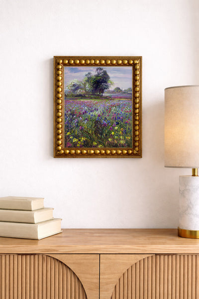 Irises and Distant May Tree