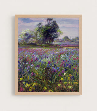 Irises and Distant May Tree