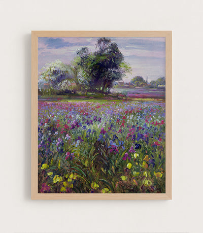 Irises and Distant May Tree