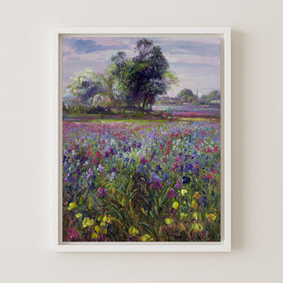 Irises and Distant May Tree