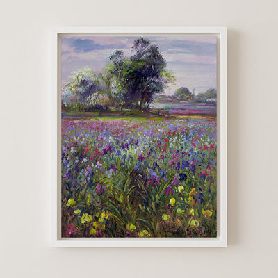 Irises and Distant May Tree