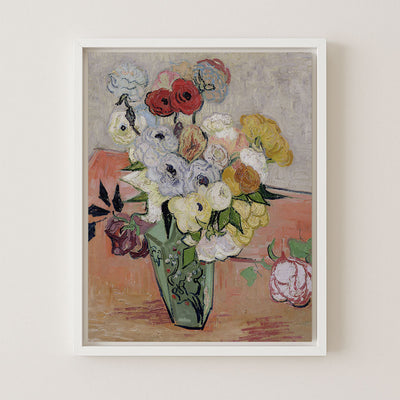 Japanese Vase with Roses and Anemones