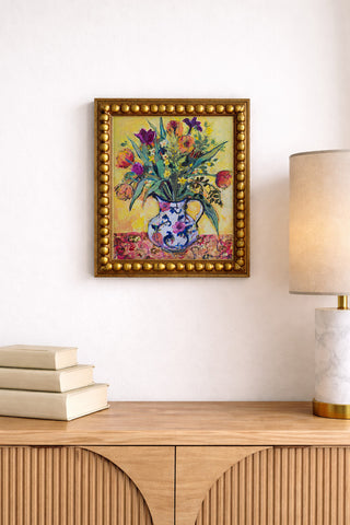 Jug of Spring Flowers on a Yellow Ground