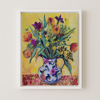 Jug of Spring Flowers on a Yellow Ground