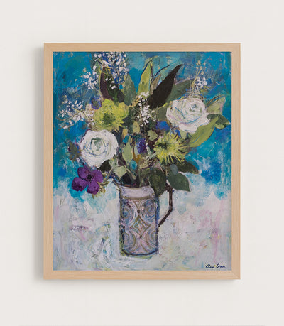 Jug with White Roses and Other flowers