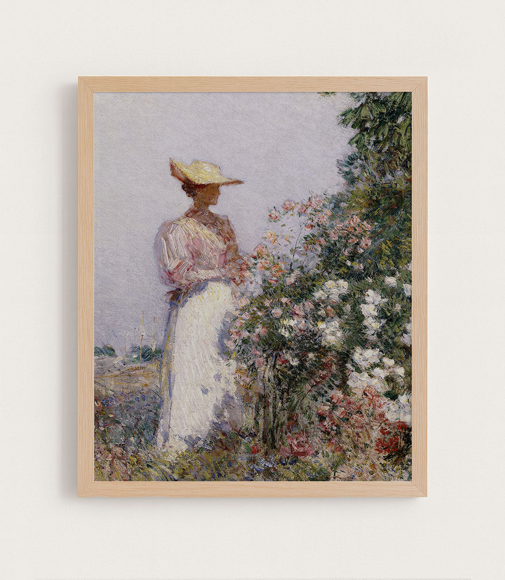Lady in Flower Garden - Childe Hassam Art Prints – Museum Quality Art