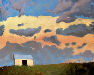 LANDSCAPE, BARN, EVENING