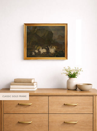 LANDSCAPE WITH HARES - Museum Quality Art