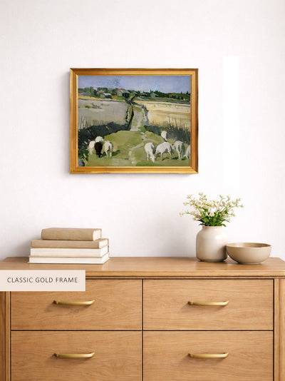 LANDSCAPE WITH SHEEP - Museum Quality Art