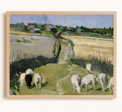 LANDSCAPE WITH SHEEP - Museum Quality Art