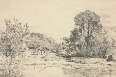 LANDSCAPE WITH TREES SURROUNDING A POND