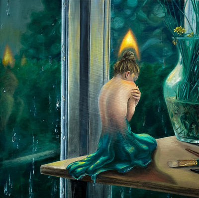 The Last Flicker — Oil on Linen-Mounted Wood, 12 × 12 in