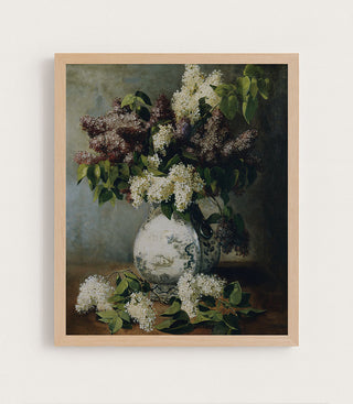 LILAC IN A DELFT VASE art print - Museum Quality Art