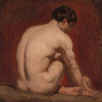 MALE NUDE, KNEELING, FROM THE BACK
