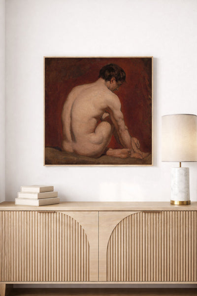 Male Nude, Kneeling, From the Back