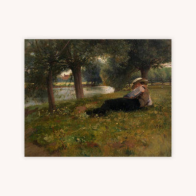 MAN RECLINING BESIDE A STREAM — Primary Image