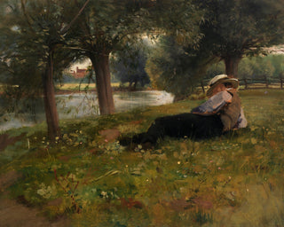 Man Reclining Beside a Stream