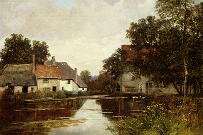 MILL ON THE CAM, SHEPRETH MILL, NEAR CAMBRIDGE - Museum Quality Art
