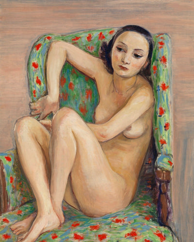 MODEL IN A GREEN CHAIR