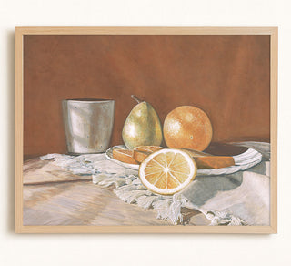 Orange, Pear, and Stoneware