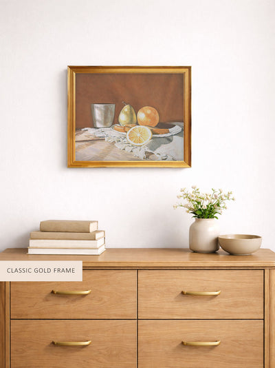 Orange, Pear, and Stoneware