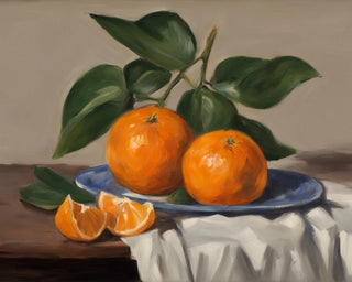 ORANGES ON BLUE PLATE