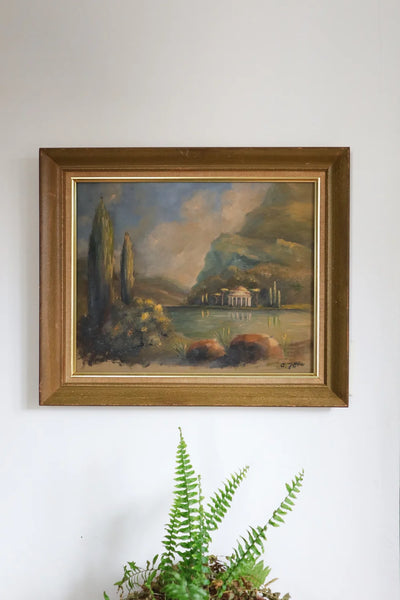 Pantheon - Oil on Canvas, Framed in Antique Frame, Total Size 24x20"