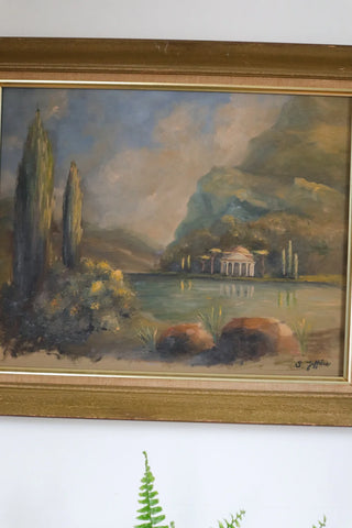 Pantheon - Oil on Canvas, Framed in Antique Frame, Total Size 24x20"