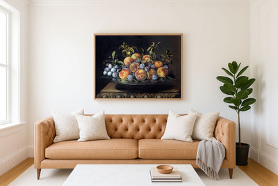 PEACHES AND PLUMS IN A TIN DISH - Museum Quality Art