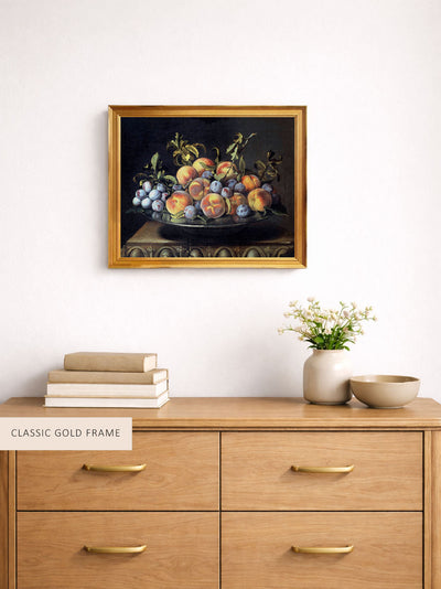 Peaches and Plums in a Tin Dish
